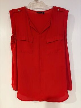 Apt. 9 Red Sleeveless V-Neck Pocket Blouse